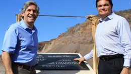 Rob McEwen (pictured left) is joined by Lic. Mario Lpez Valdez,                          Governor of Sinaloa State in officially opening McEwen Mining's El Gallo gold and silver mine in Sinaloa State. Source: McEwen Mining