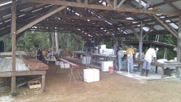 Workers process core at Azimuth Resources' West Omai gold project, 180 km southwest of Georgetown, Guyana. Source: Azimuth Resources