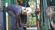 Drillers at work at Edgewater Exploration's Corcoesto gold project in northwestern Spain. Photo by Matthew Keevil