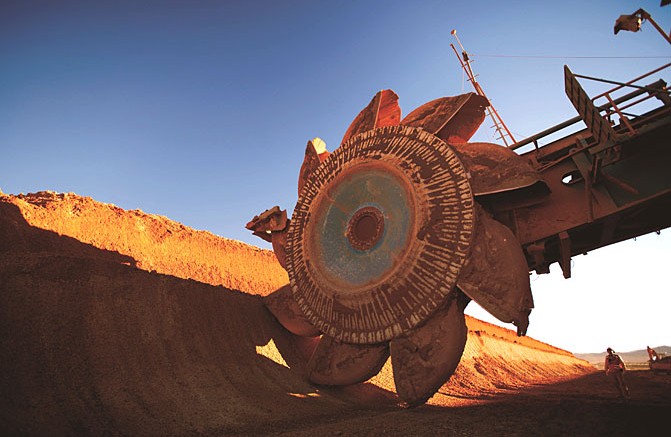 A bucket wheel excavator at BHP's Spence open pit mine in northern Chile. Source: BHP Billiton