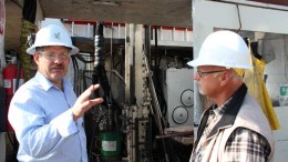 Areva Resources Canada geologist John Robbins (left) and UEX CEO Graham Thody at the Shea Creek uranium project in Saskatchewan. Source: UEX
