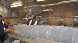 A worker prepares samples at Mega Precious Metals' Monument Bay gold-tungsten project, 570 km northeast of Winnipeg, Manitoba. Source: Mega Precious Metals