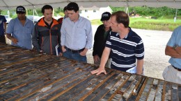 Probe Mines CEO David Palmer (far right) leads a tour of the Borden gold project in northern Ontario. Source: Probe Mines