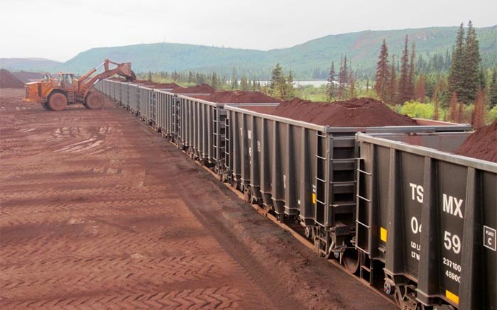 Rail cars are loaded at New Millennium's DSO project in Quebec. Source: New Millennium Iron