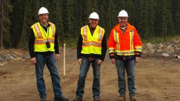 From left: Imperial Metals' VP of corporate affairs Steve Robertson, VP of corporate development Gordon Keevil and construction manager Bryan Alexander near the tailings facility under construction at the Red Chris copper-gold project in northwestern B.C. Photo: Gwen Preston
