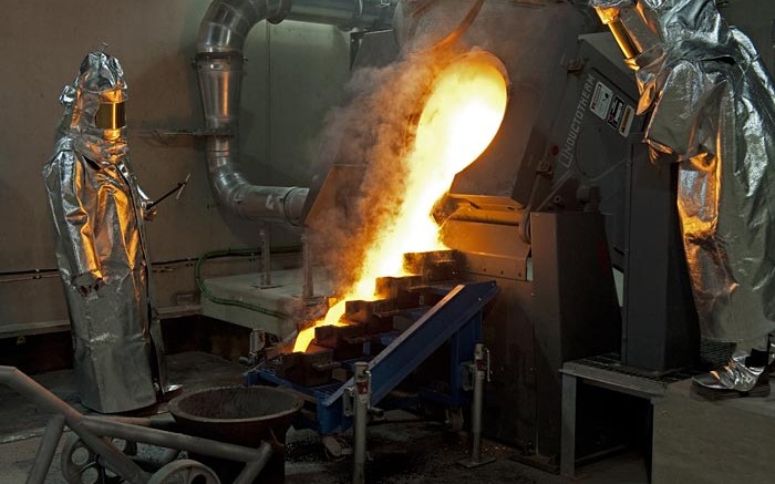 Pouring gold at the  Detour Lake mine in northeastern Ontario. Source: Detour Gold