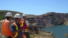 Mining engineers survey the landscape at B2Gold's  Limon property in Nicaragua. Source: B2Gold