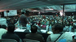 Community members at a public hearing in April for Bear Creek Mining's Corani silver-lead-zinc project in Peru. Source: Bear Creek Mining