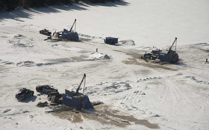 Drill rigs earlier this year at NioGold Mining's Marban gold project in Quebec.  Source: NioGold Mining