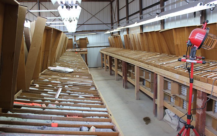 Inside the core shack at Corvus Gold's North Bullfrog gold-silver project, 10 km north of Beatty, Nevada. Source: Corvus Gold