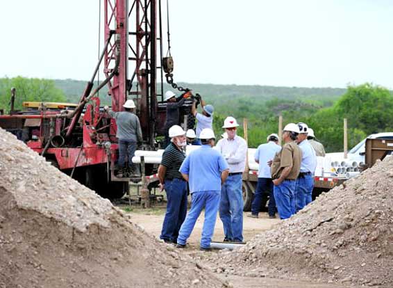 Mining engineers in conversation at Uranium Energy's Palangana in-situ recovery mine. Source: Uranium Energy