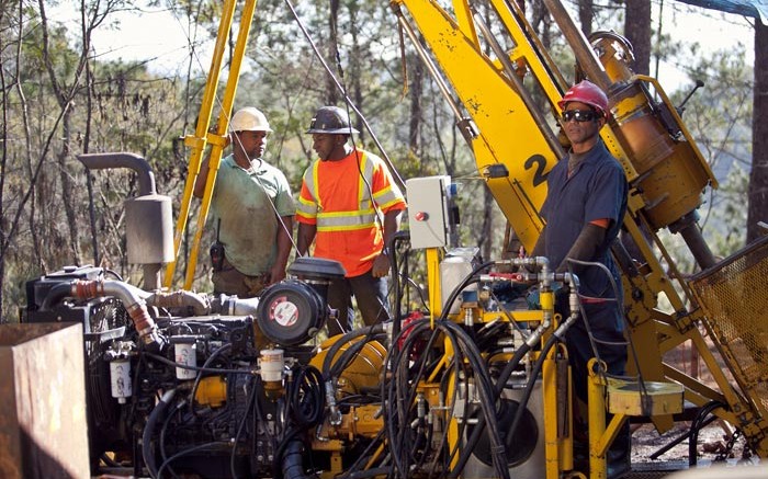 Drillers at Unigold's Neita gold property in the Dominican Republic. Credit: Unigold