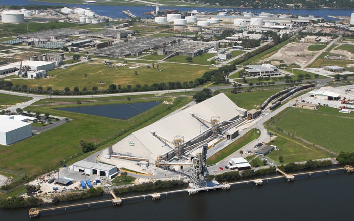 CF Industries' phosphate storage and shipping complex in Tampa, Florida. Credit: CF Industries