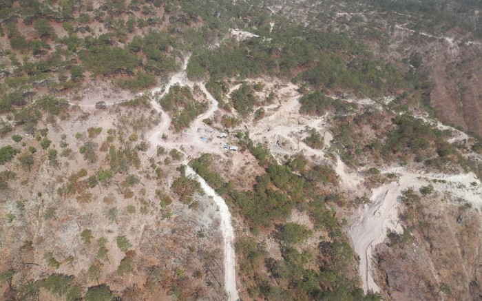 An aerial view of the Dos Hermanos zone at Oceanus Resources' La Lajita gold property in Durango state, Mexico. Credit: Oceanus Resources