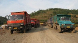 Trucks used to haul ore from the Ying mine to the mill. Credit: Silvercorp Metals