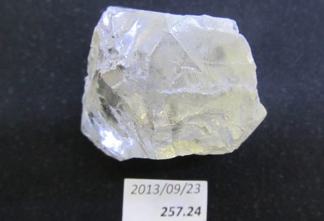 A 257-carat diamond from Lucara Diamond's Karowe mine, in Botswana.