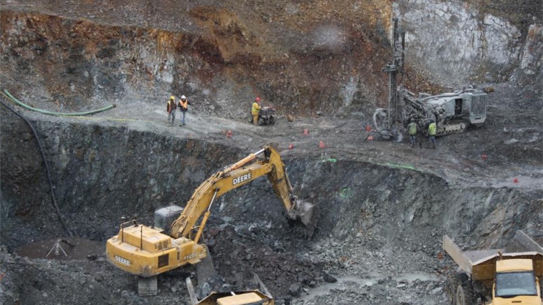 The north side of the pit at Stratabound Minerals' Captain North Extension (CNE) zinc-lead-silver mine in New Brunswick's Bathurst camp, in March 2013. Credit: Stratabound Minerals