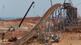 Conveyor under construction at Rio Tinto's Pilbara iron ore operations in Australia. Credit: Rio Tinto