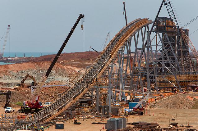 Conveyor under construction at Rio Tinto's Pilbara iron ore operations in Australia. Credit: Rio Tinto