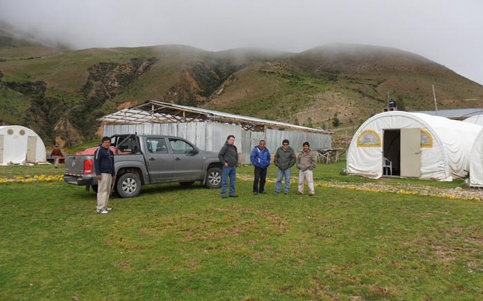 Geologists and administrative staff at Panoro Minerals' camp at the Antilla copper-moly project in southern Peru. Credit: Panoro Minerals