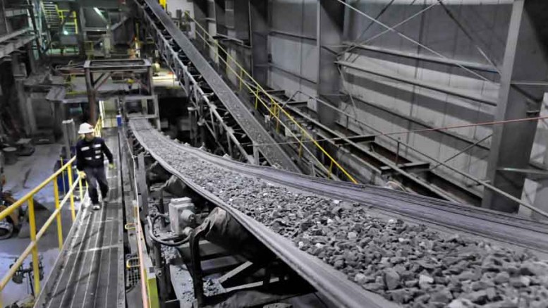 Conveyors move material in the processing plant at Coeur Mining's Kensington gold mine, 70 km northwest of Juneau, Alaska. Credit: Coeur Mining