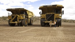 Trucks on location at Augusta Resource's Rosemont copper project in Arizona. Credit: Augusta Resource