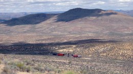 A drill rig Corvus Gold's North Bullfrog gold project in southern Nevada. Credit: Corvus Gold