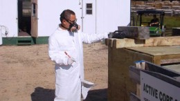 Project geologist Yongxing Liu at a core-storage facility at Denison Mines' Wheeler River uranium project in Saskatchewan. Credit: Denison Mines