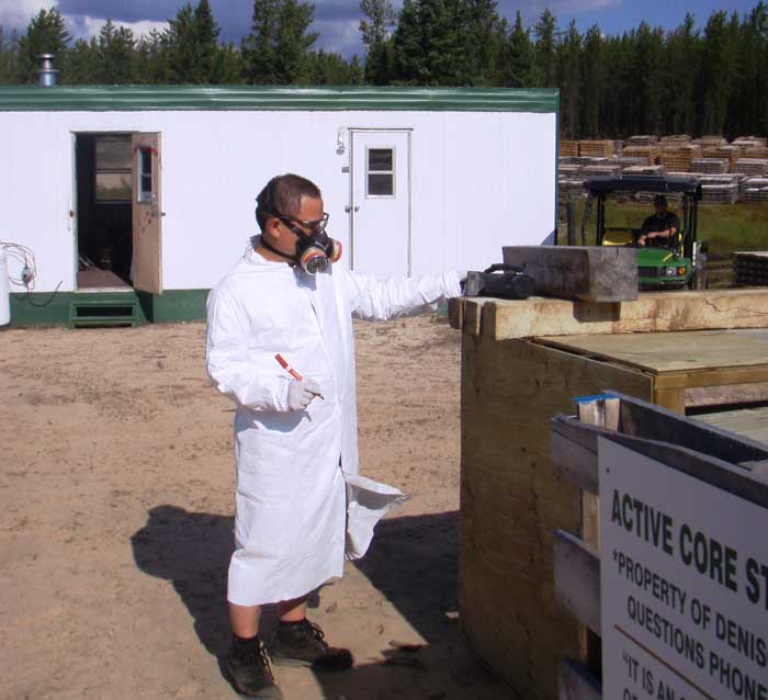 Project geologist Yongxing Liu at a core-storage facility at Denison Mines' Wheeler River uranium project in Saskatchewan. Credit: Denison Mines