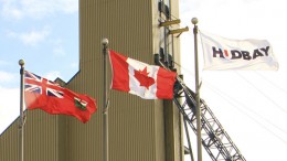 Flags blowing in the wind at Hudbay's 777 mine in Manitoba. Credit: HudBay Minerals