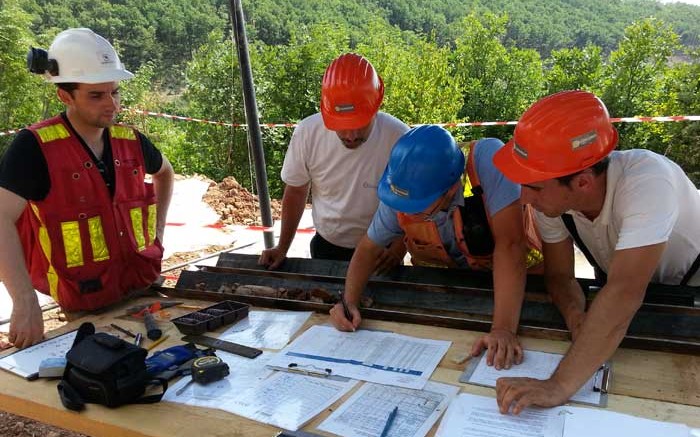 Euromax Resources' technical team working on the geotechnical drilling that went into the prefeasibility study for the Ilovitza gold-copper project in Macedonia. Credit: Euromax Resources