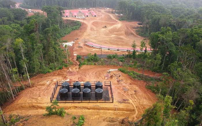 An aerial view of a camp under construction at Guyana Goldfields' Aurora gold project in Guyana. Credit: Guyana Goldfields