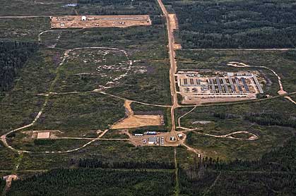 An aerial view of Total's Joslyn North Mine oilsands project in Alberta. Credit: Total E&P Canada