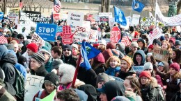 Opponents of TransCanada's Keystone XL oil pipeline at a 2013 rally in Washington, D.C. Credit: 350.org