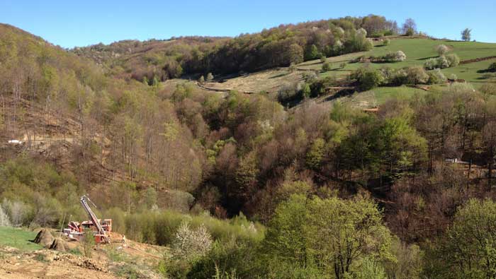 A drill site at Avala Resources' Timok gold project in Serbia, 270 km southeast of Belgrade. Credit:  Avala Resources