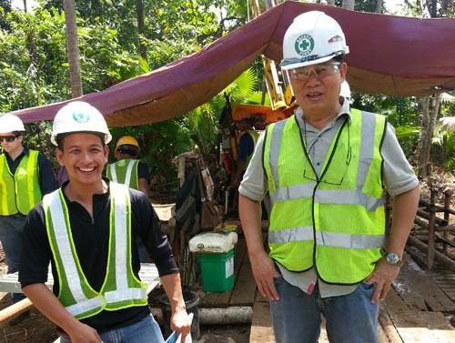 Geologist David Gotera (left) and project manager Art Ranin at the Mabilo copper-gold-silver project in the Philippines. Credit: RTG Mining