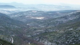 In western Turkey, looking south from Alamos Gold's Agi Dagi gold project towards its Kirazli gold project, 3 km away. Credit: Alamos Gold