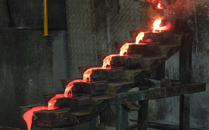 Molten silver flows to form dor at First Majestic Silver's La Encantada silver mine in northern Mexico. Credit: First Majestic Silver