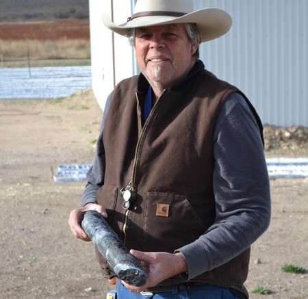 Levon Resources vice-president of exploration Vic Chevillon holds a core sample at the Cordero silver-zinc-lead project in Chihuahua, Mexico. Credit: Levon Resources