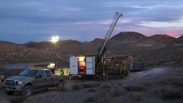 A drill site at Corvus Gold's North Bullfrog gold project, 15 km north of Beatty, Nevada. Credit: Corvus Gold
