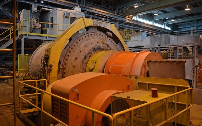 A ball mill at the Sigma-Lamaque gold-processing plant in Val-d'Or, Quebec.