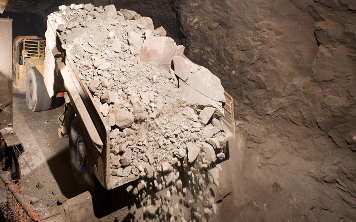 A haul truck dumps its load in the Niobec niobium mine in Quebec. Credit: Iamgold