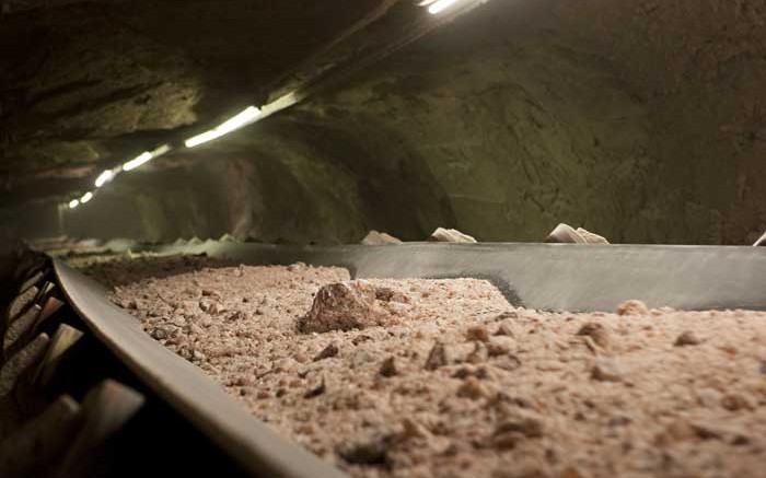 Ore on a conveyor at Potash Corp. of Saskatchewan's Rocanville potash mine in Saskatchewan. Credit: Potash Corp. of Saskatchewan