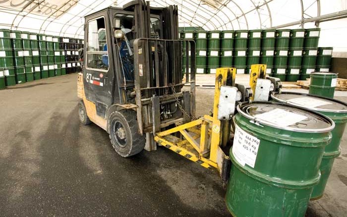 Uranium drums are prepared to be shipped from Cameco's Key Lake mill in Saskatchewan to the Blind River refinery in Ontario.  Credit: Cameco