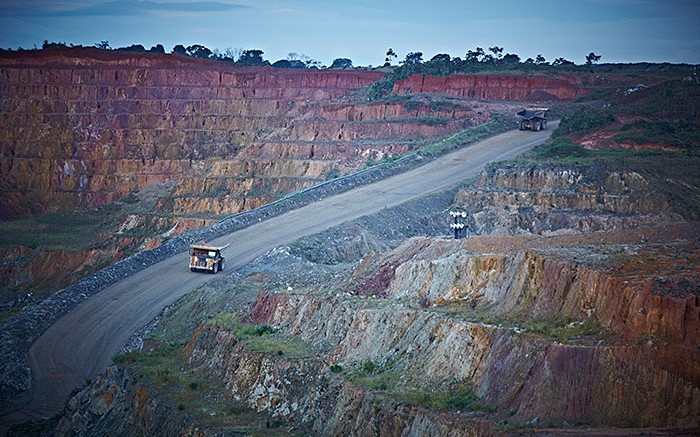 Trucking at Iamgold's Rosebel open-pit gold mine in northeastern Suriname. Credit: Iamgold