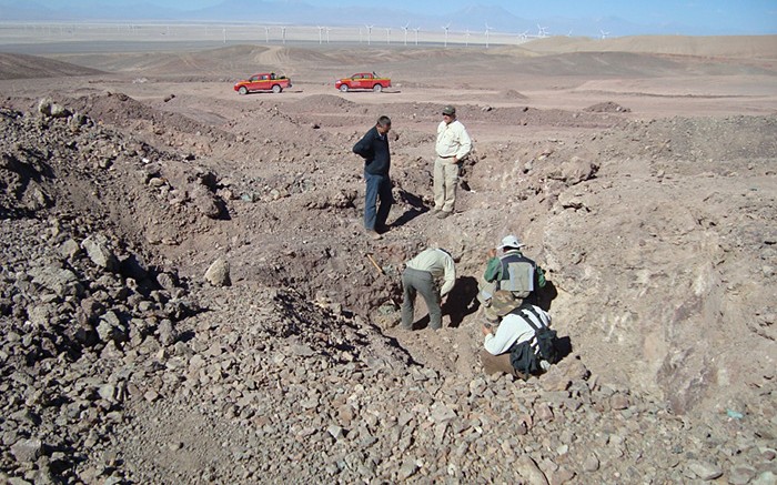 Workers trenching at the Melissa target at Revelo Resources' Montezuma copper project in northern Chile. Newmont Mining has optioned the property and can earn up to a 75% stake. Credit: Revelo Resources