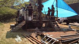 Drillers at Guerrero Ventures'Biricu gold property in southwestern Mexico's Guerrero Gold Belt. Credit: Guerrero Ventures