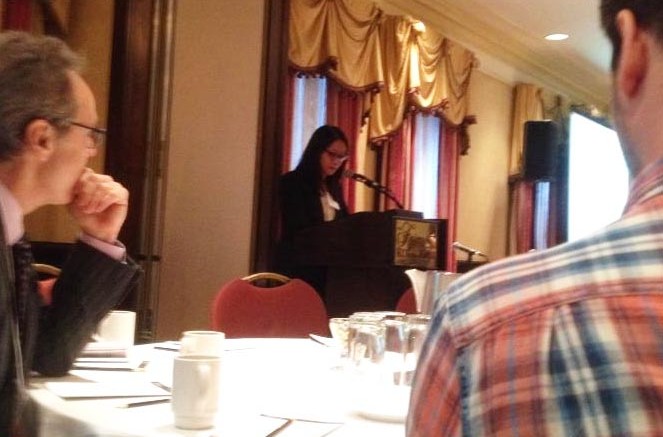 Commodities analyst Jessica Fung of BMO Capital Markets gave the keynote presentation at Red Cloud's fourth annual pre-PDAC Investor Showcase on Feb. 28 at the Fairmont Royal York Hotel. Photo by The Northern Miner.