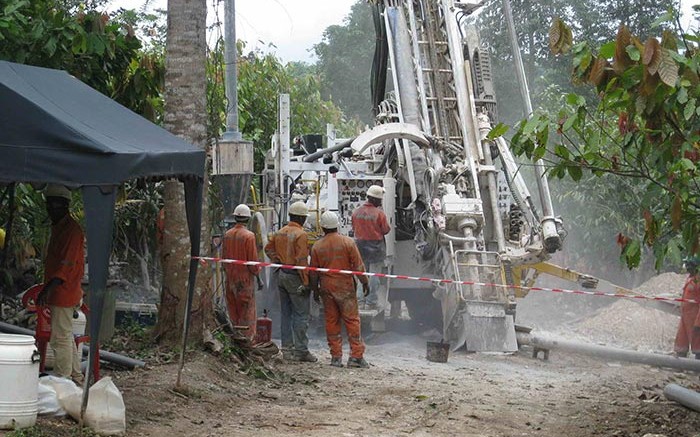 Drillers at Pinecrest Resources' Enchi gold project in southwestern Ghana. Credit: Pinecrest Resouces