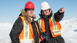 Patrick Evans (left), Mountain Province Diamonds president and CEO, and Allan Rodel, De Beers project manager, at the Gahcho Ku diamond project in the Northwest Territories. Credit: Mountain Province Diamonds